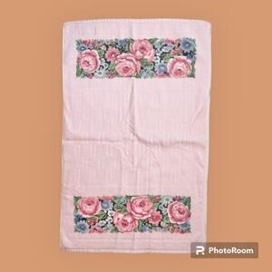 Lady Pepperell Westpoint VTG Pink Floral Made In USA Cotton Blend Hand Towel
